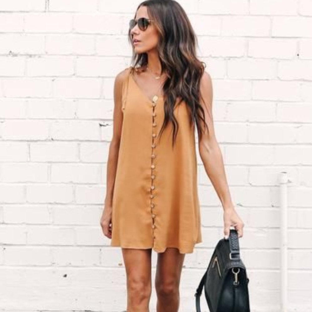 VICI Camel Button Up Dress